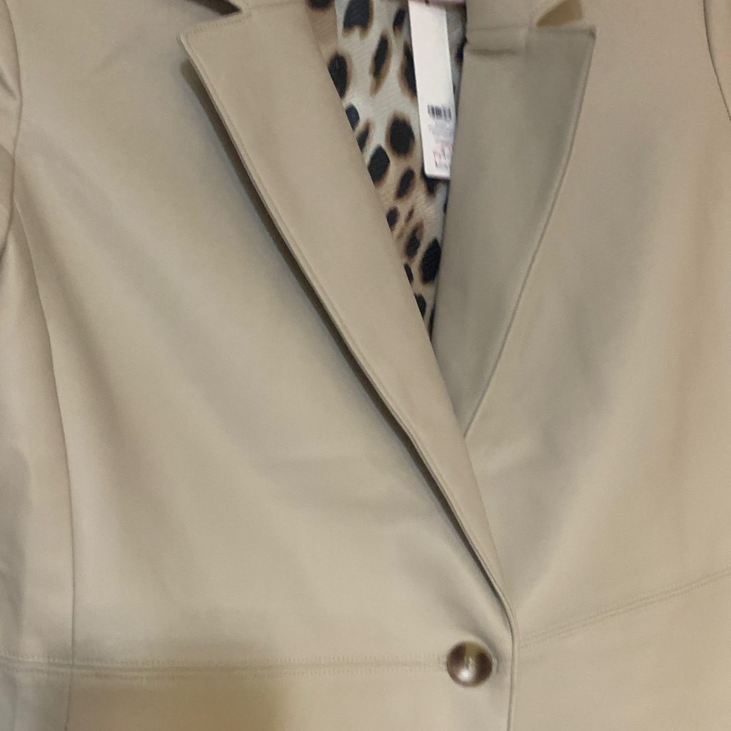 Chico's Beige Blazer With Leopard-Print Lining